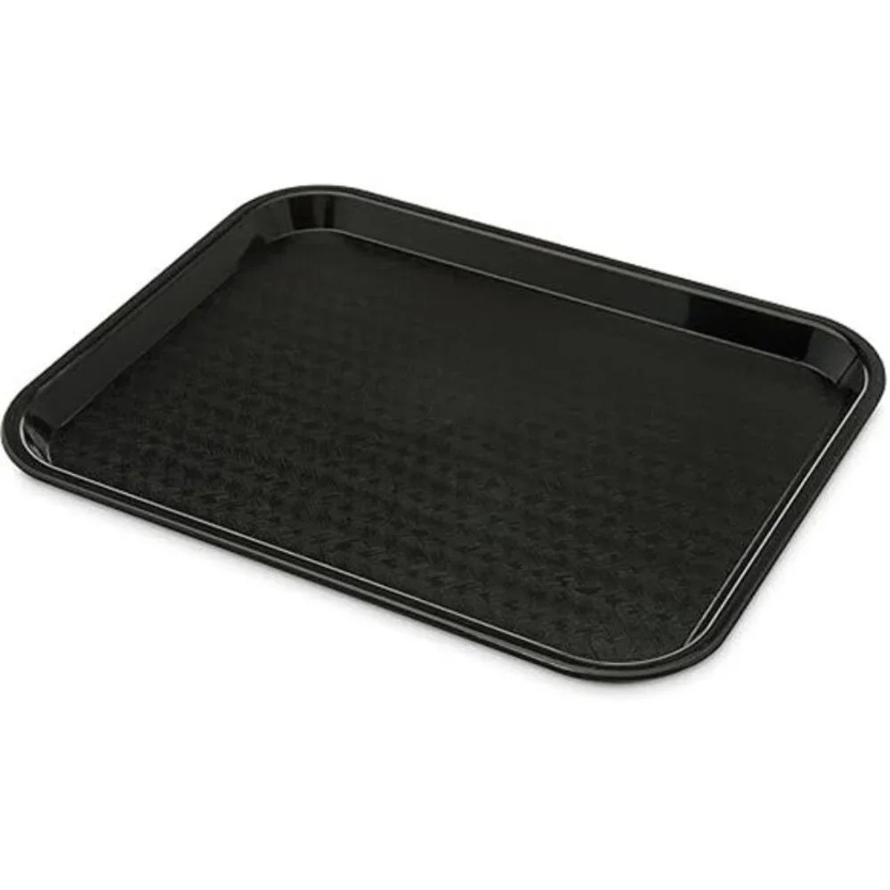 Plastic Cafeteria Food Tray Black Stackable Fast Food Serving Tray 14x10